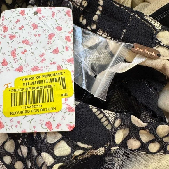 Free People Deco Lace Sheer Mini Dress Whimsigoth Bell Sleeve Edgy Boho 4 NEW - Picture 3 of 9